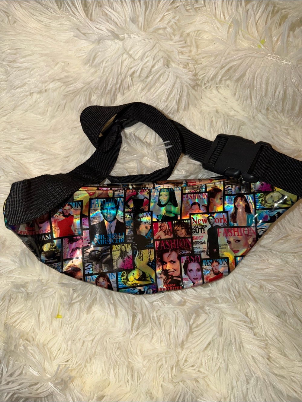 Y2K Fashion Magazine Print Fanny Pack Belt Bag Harajuku Streetwear